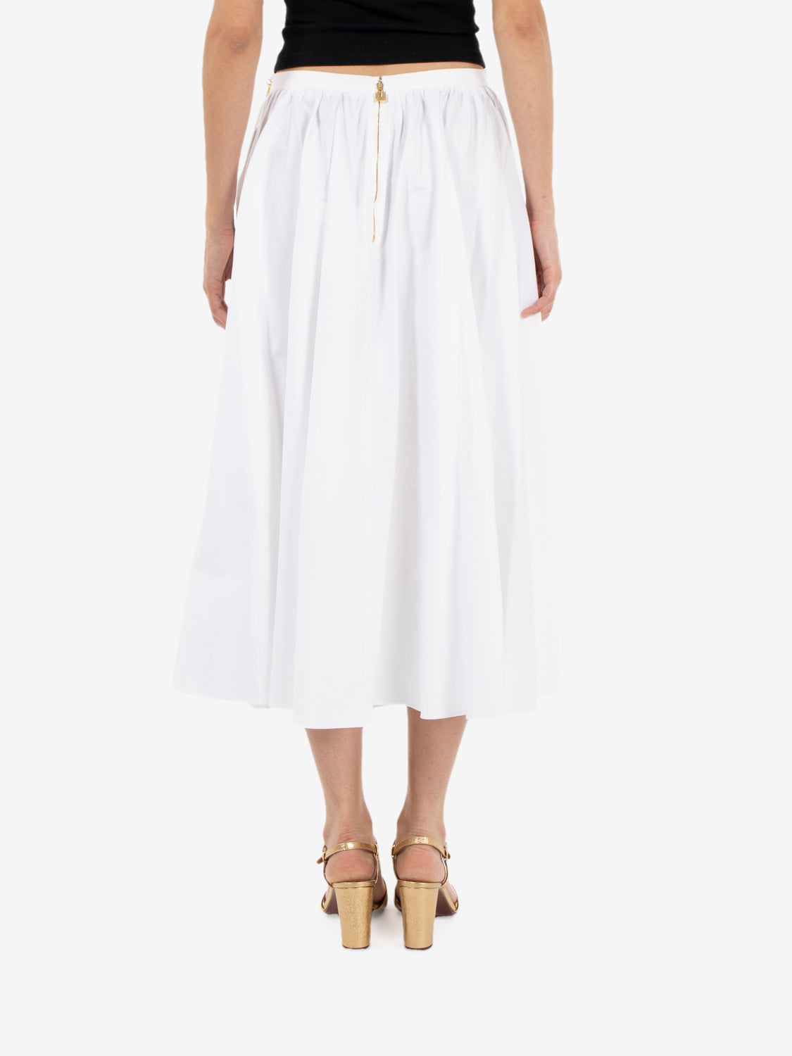 Cotton midi skirt with white chain