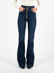 ELISABETTA FRANCHI - Jeans palazzo con bottoniera blu denim