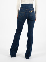 ELISABETTA FRANCHI - Jeans palazzo con bottoniera blu denim