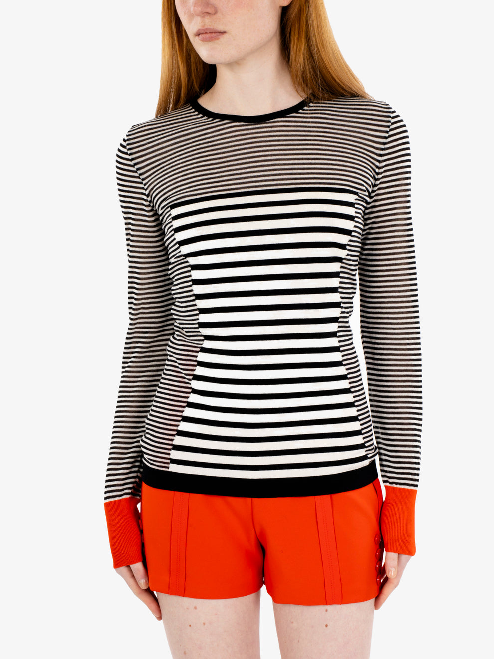 Maglia tricot a righe nero / burro