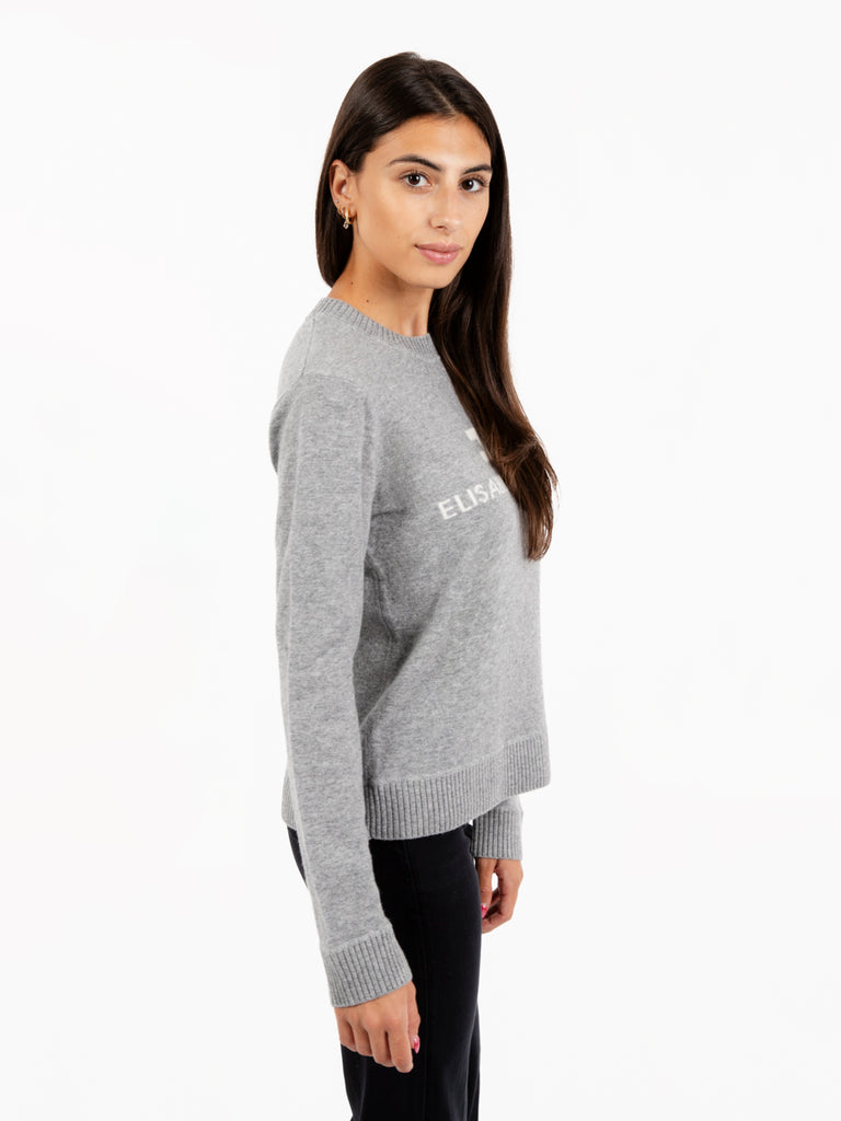 ELISABETTA FRANCHI - Maglia tricot grigio melange / avorio