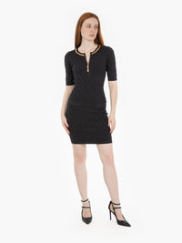 Black diamond knit mini dress