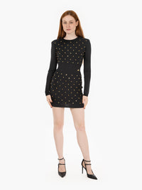 Mini abito in maglia con dettagli gioiello nero