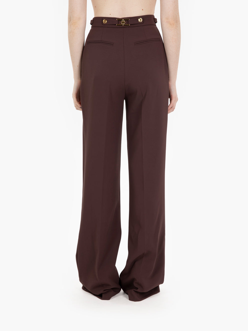 Crepe trousers with merlot jewel accessory
