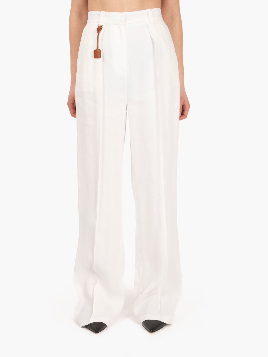 Pantaloni in gabardina con pinces avorio