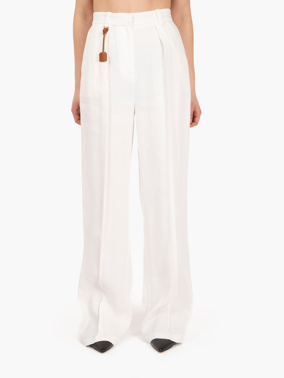 Pantaloni in gabardina con pinces avorio