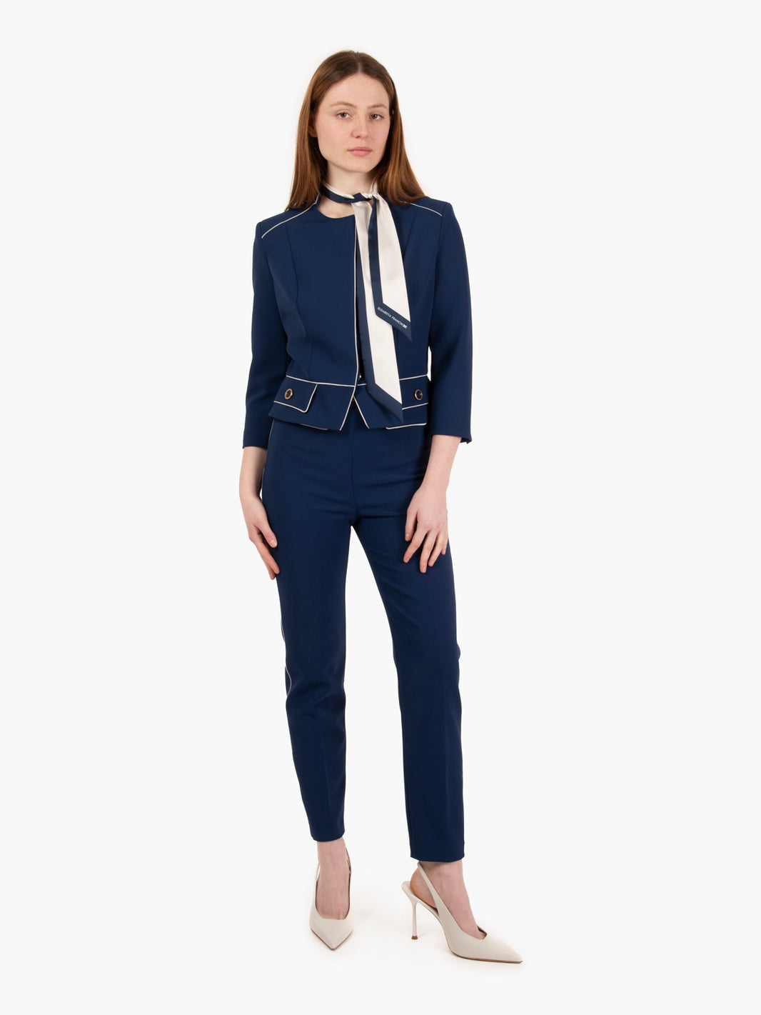 Skinny pants in crepe piping overseas / butter