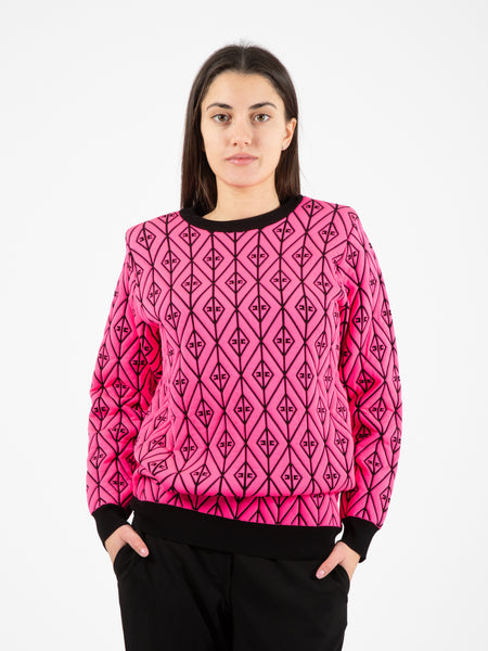 Pullover in maglia pink fluo / nero