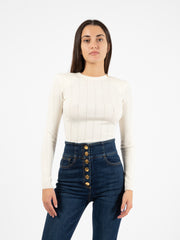 ELISABETTA FRANCHI - Pullover lyocell a coste burro