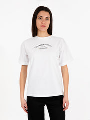 ELISABETTA FRANCHI - T-shirt con stampa frontale gesso