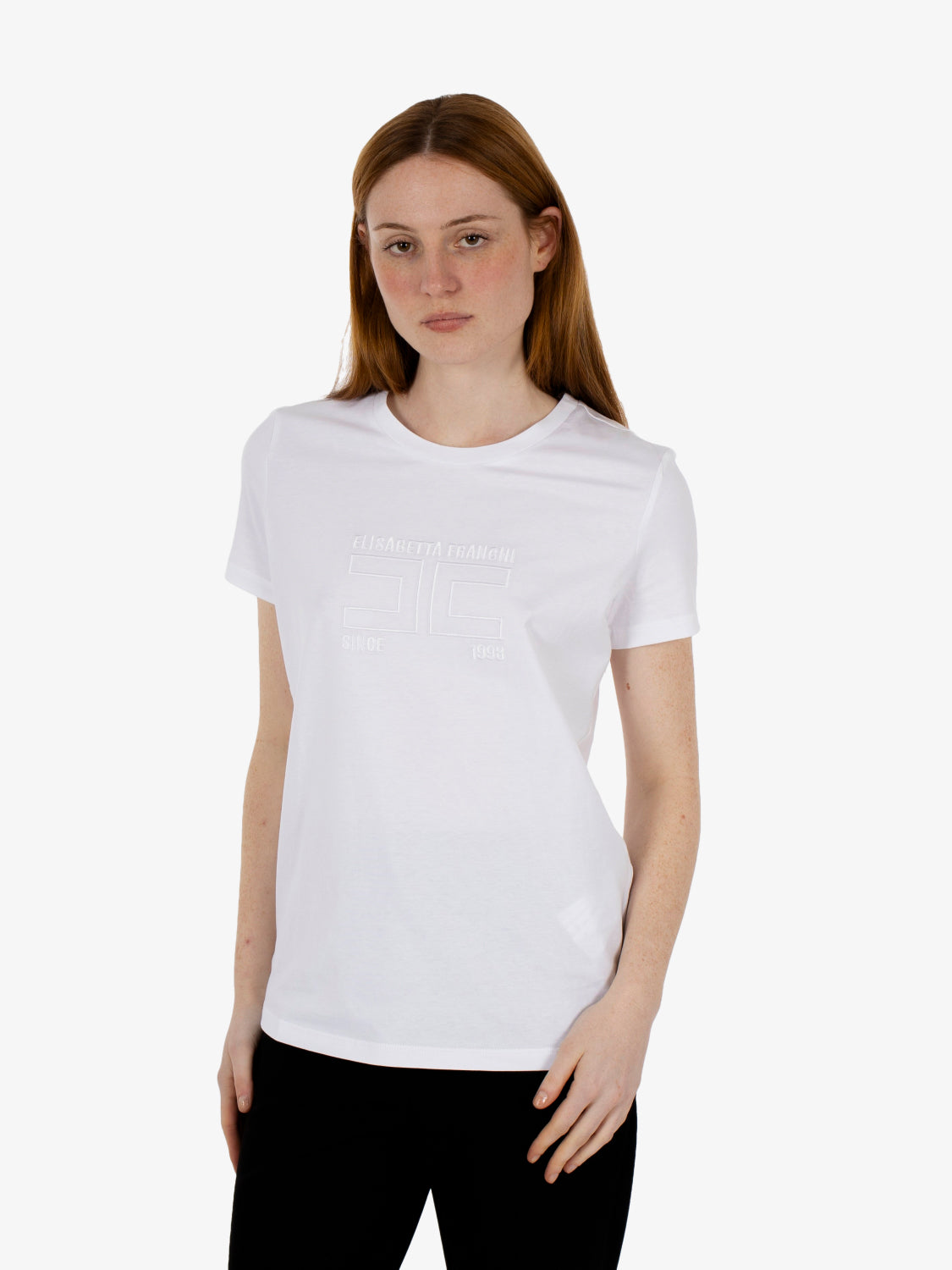 Jersey T-shirt with embroidered white logo
