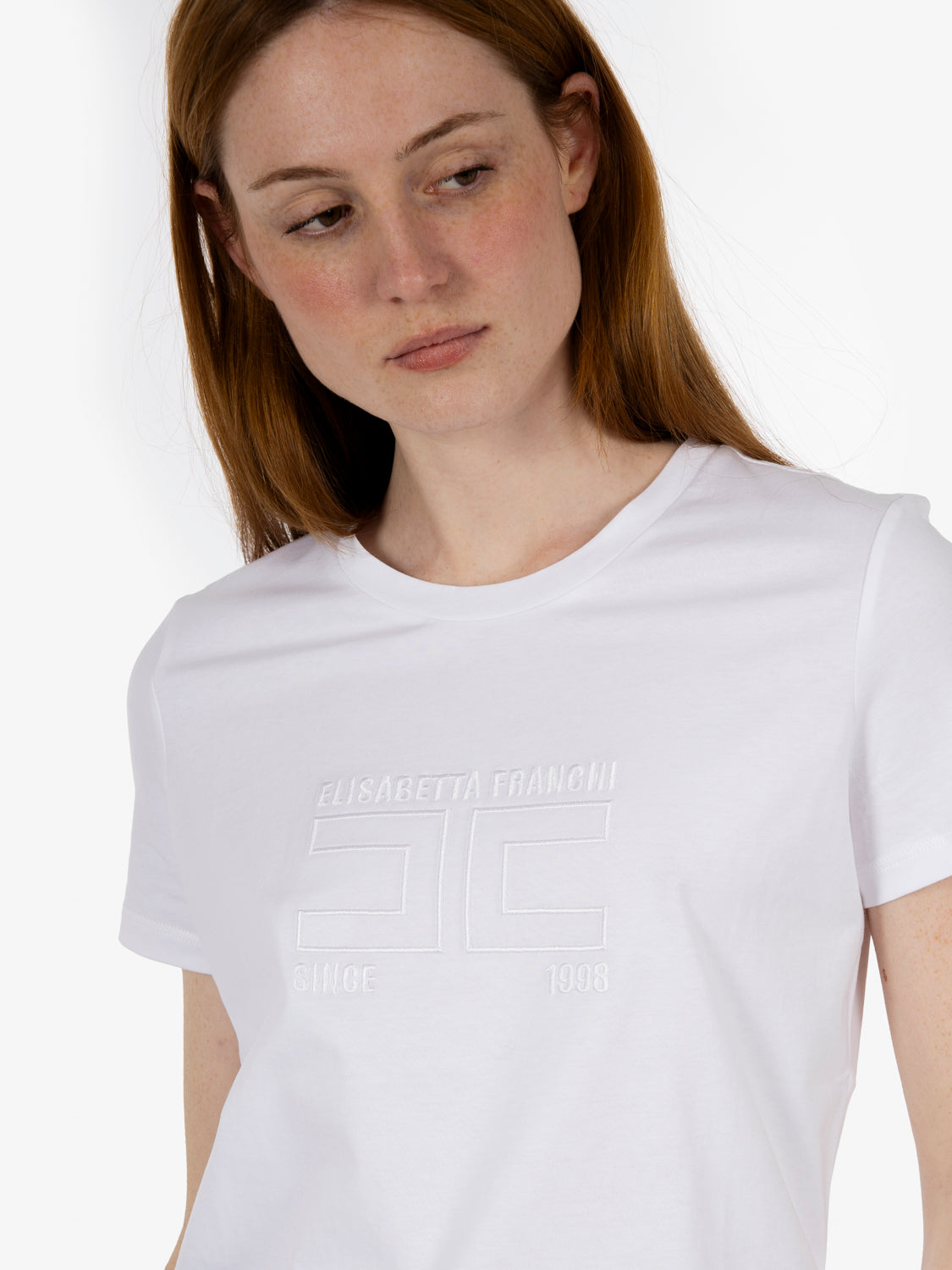 Jersey T-shirt with embroidered white logo