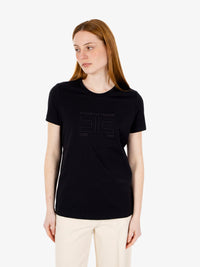 T-shirt in jersey con logo ricamato nero