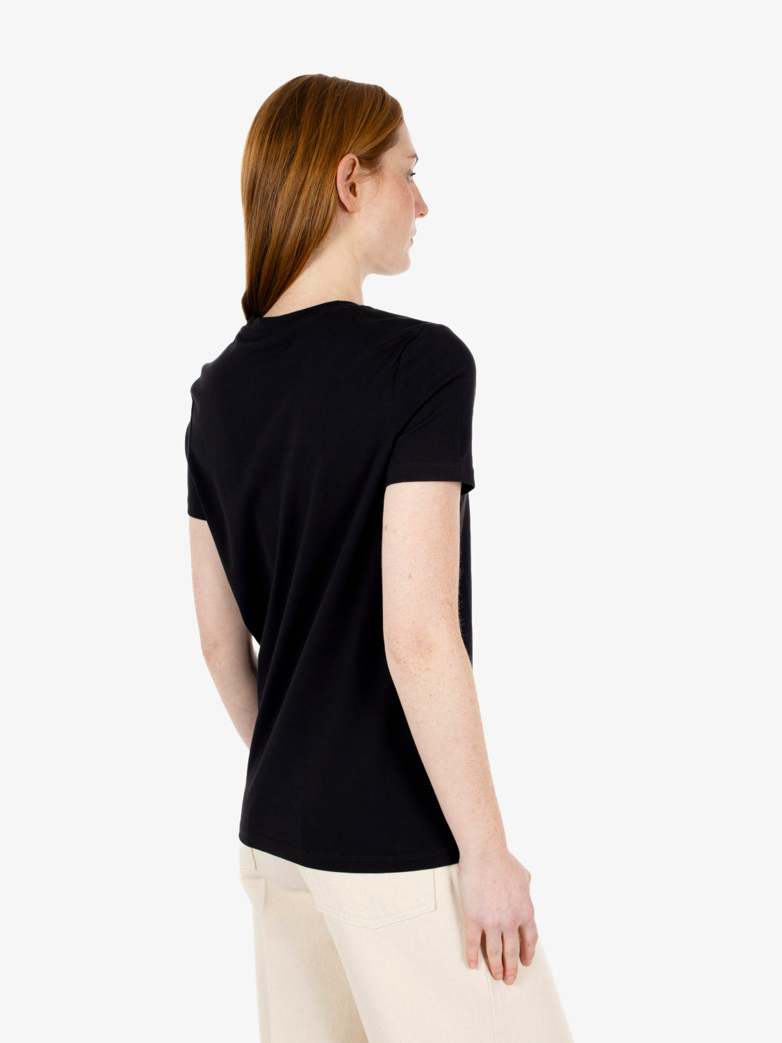 T-shirt in jersey con logo ricamato nero