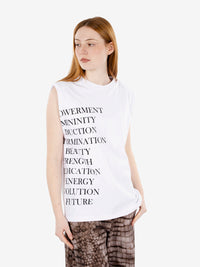 T-shirt in jersey con stampa lettering bianca