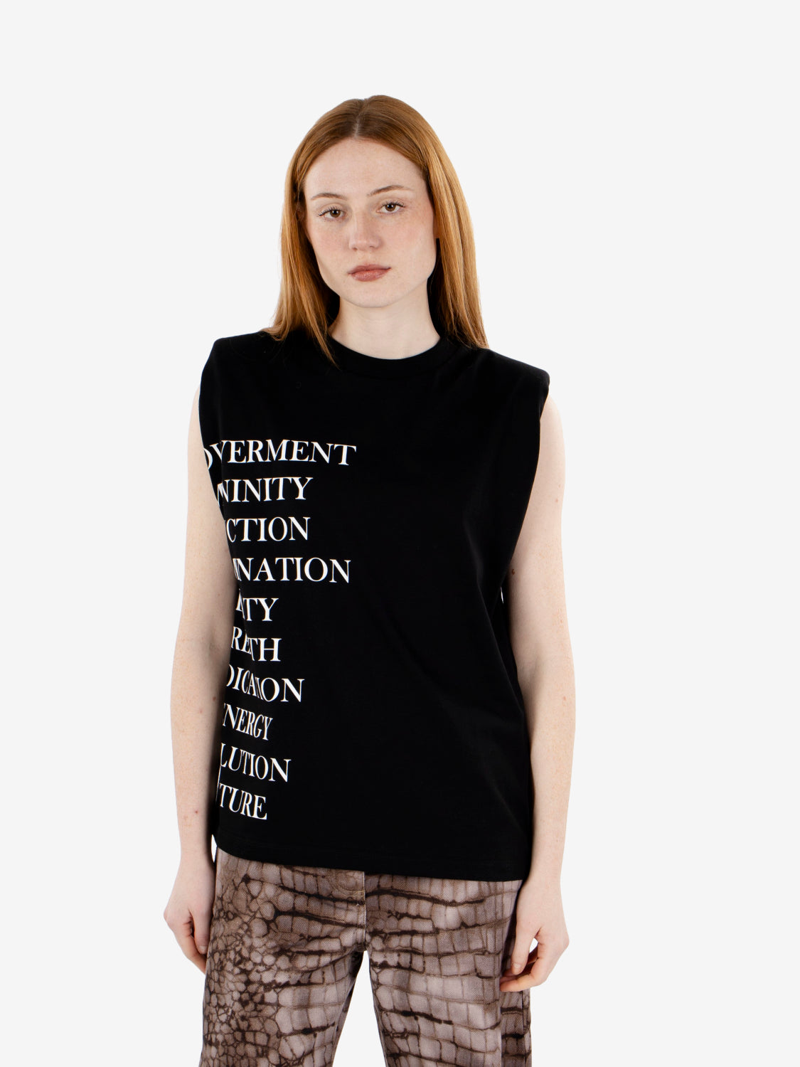 T-shirt in jersey con stampa lettering nera