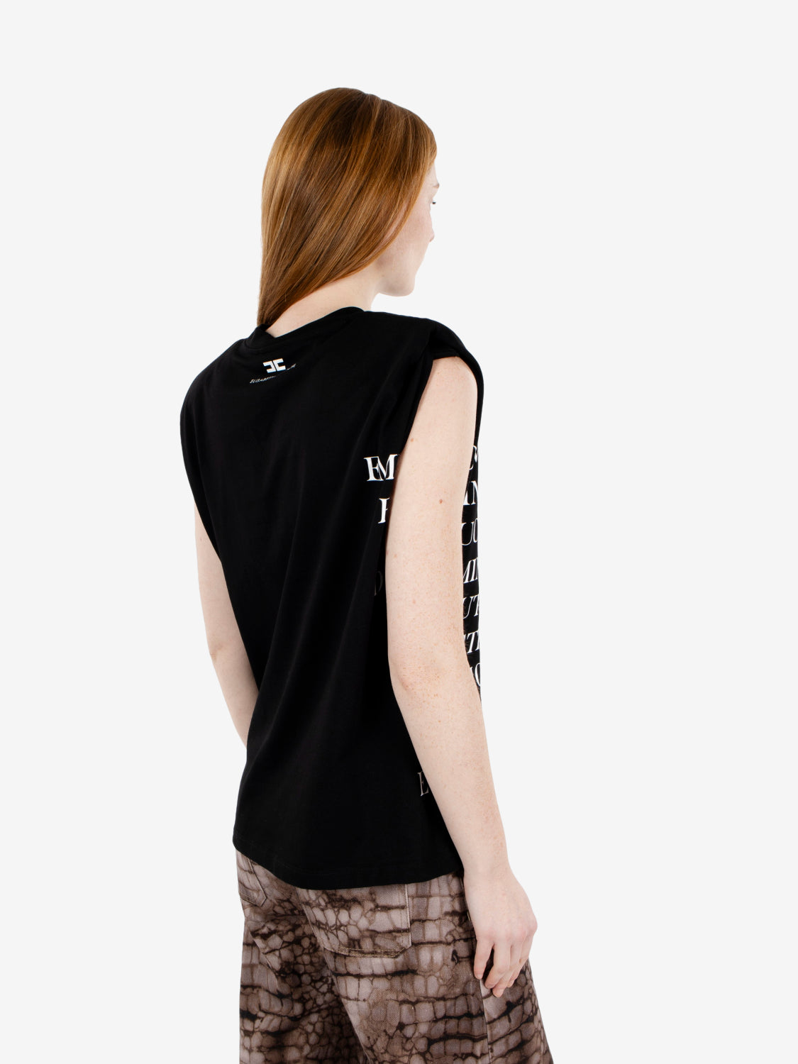 T-shirt in jersey con stampa lettering nera