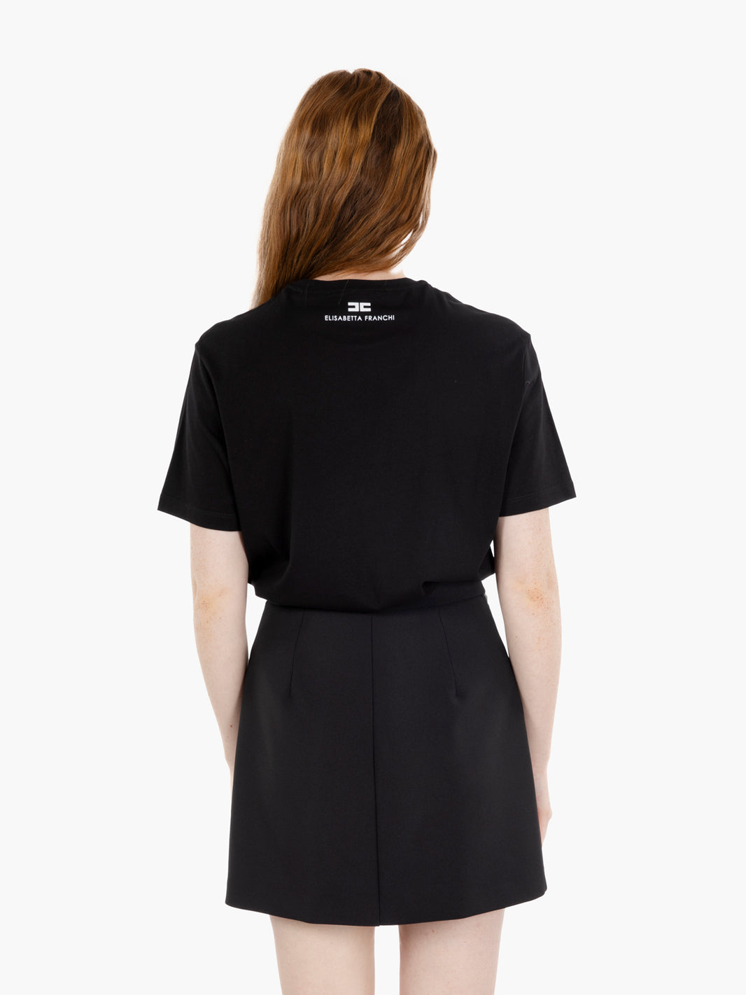 T-shirt in jersey di cotone con lettering nera