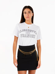 ELISABETTA FRANCHI - T-shirt logo college gesso