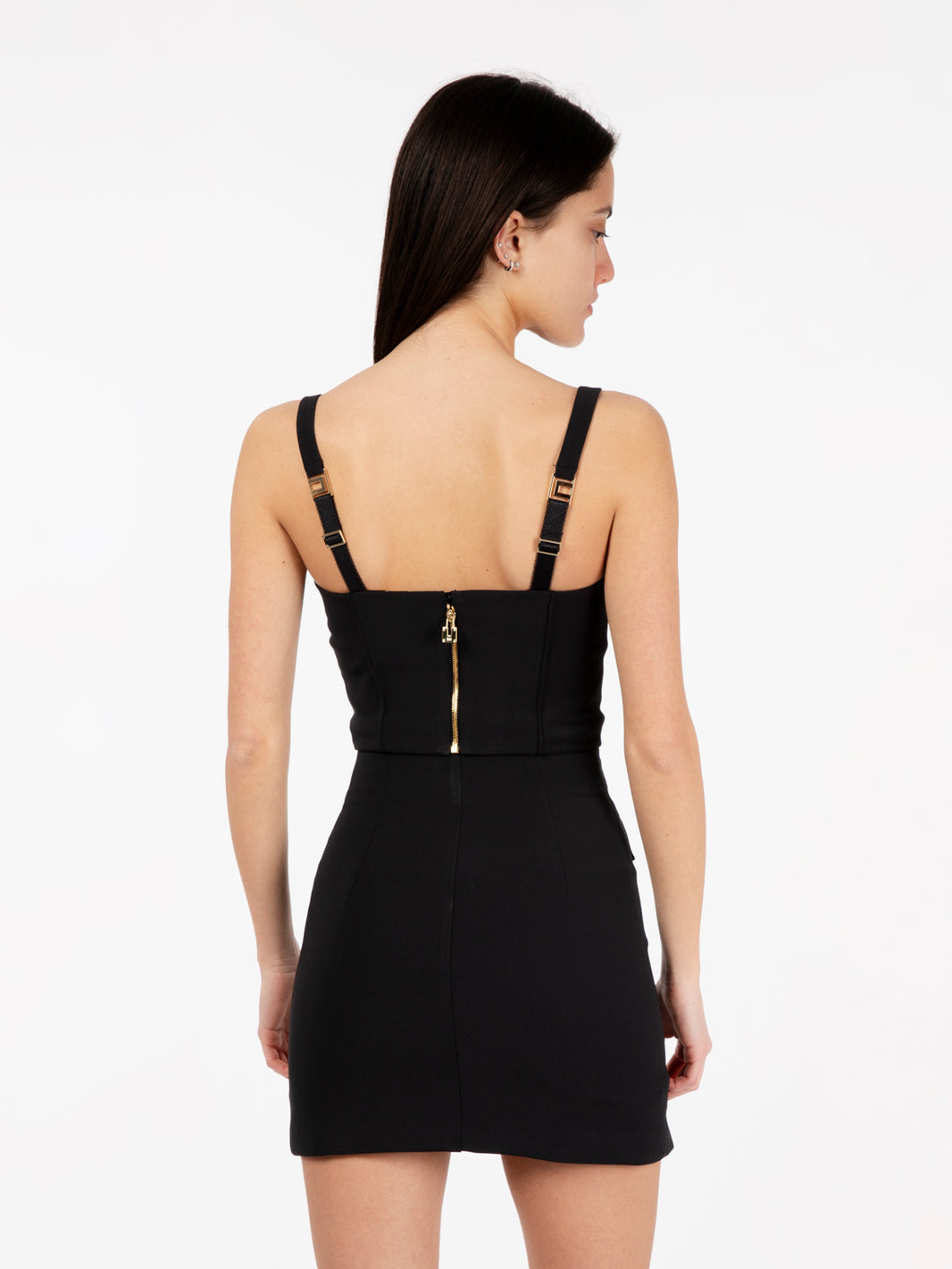 Top bustier in crêpe stretch nero