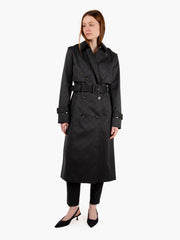 ELISABETTA FRANCHI - Trench in tessuto tecnico jacquard nero