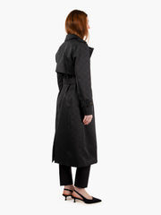 ELISABETTA FRANCHI - Trench in tessuto tecnico jacquard nero