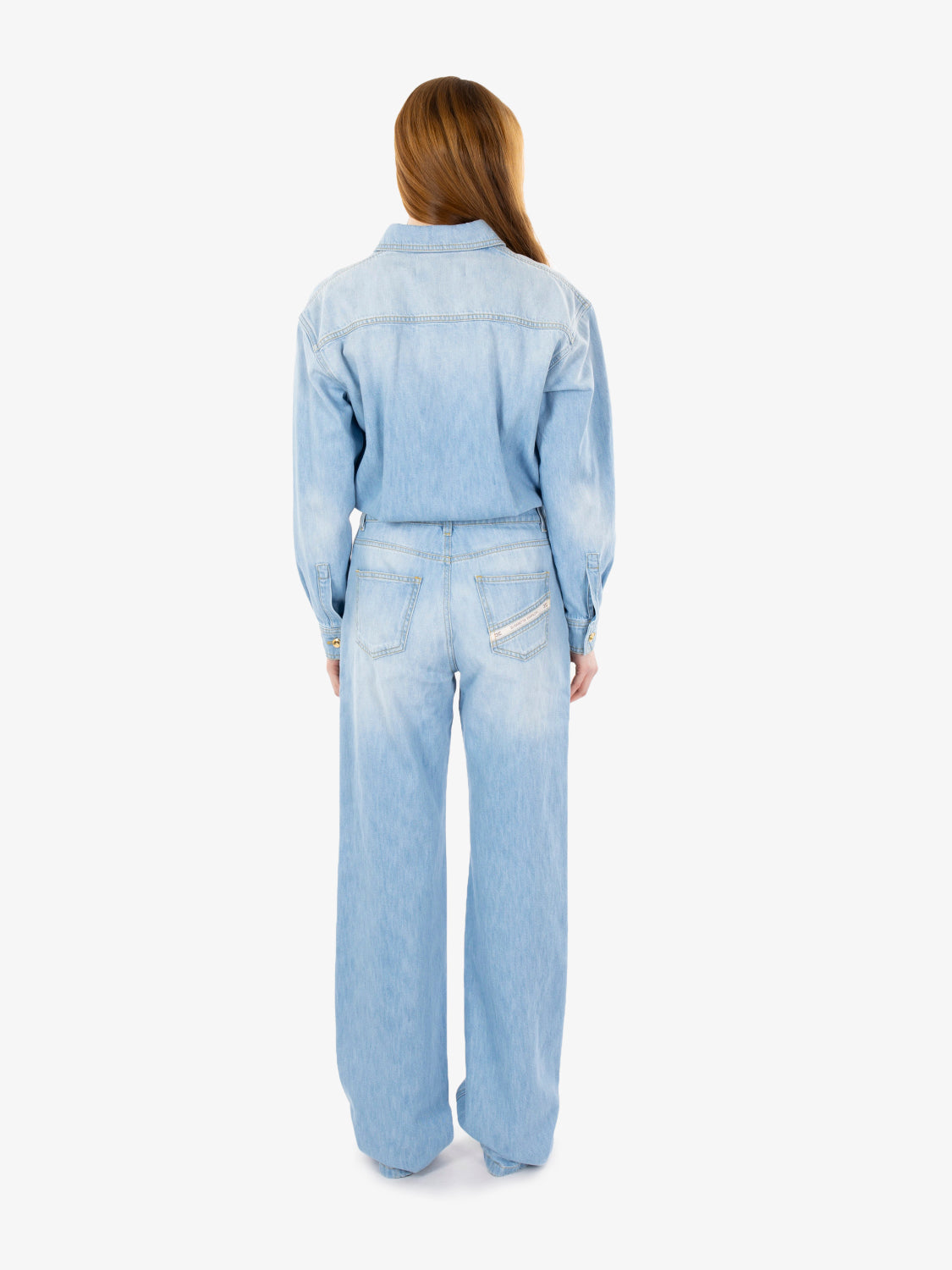 Tuta in denim con dettaglio lettering light blue