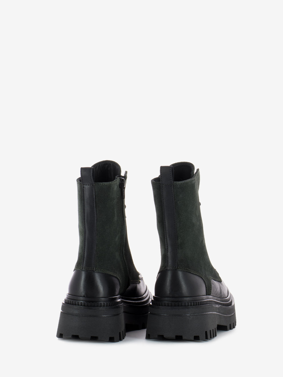 Anfibio in pelle e camoscio nero / verde