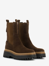 Tronchetto camoscio fasce elastiche noce