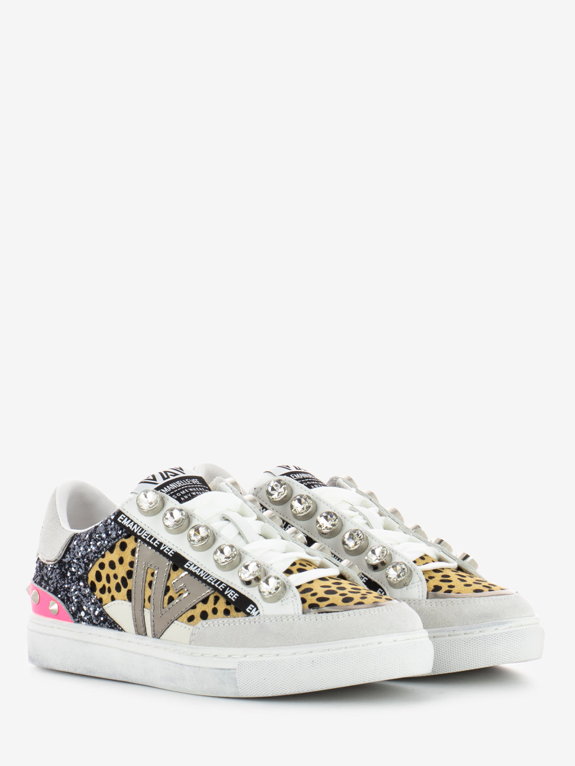 Sneakers Olivia animalier strass beige