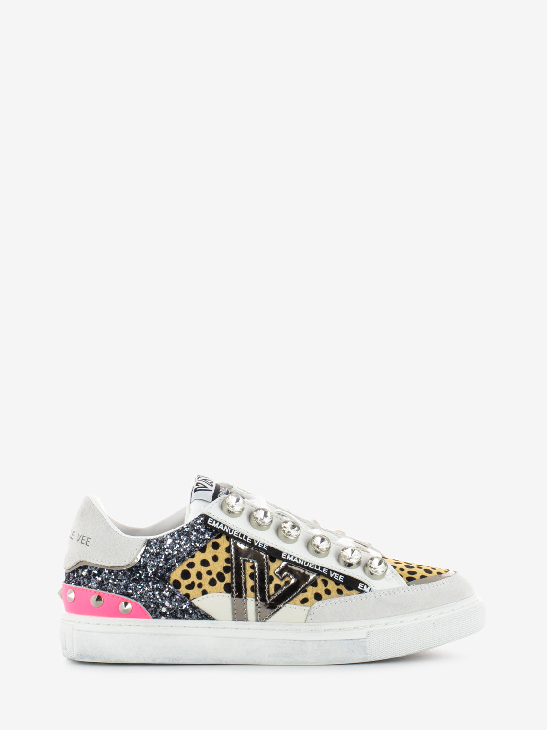 Sneakers Olivia animalier strass beige