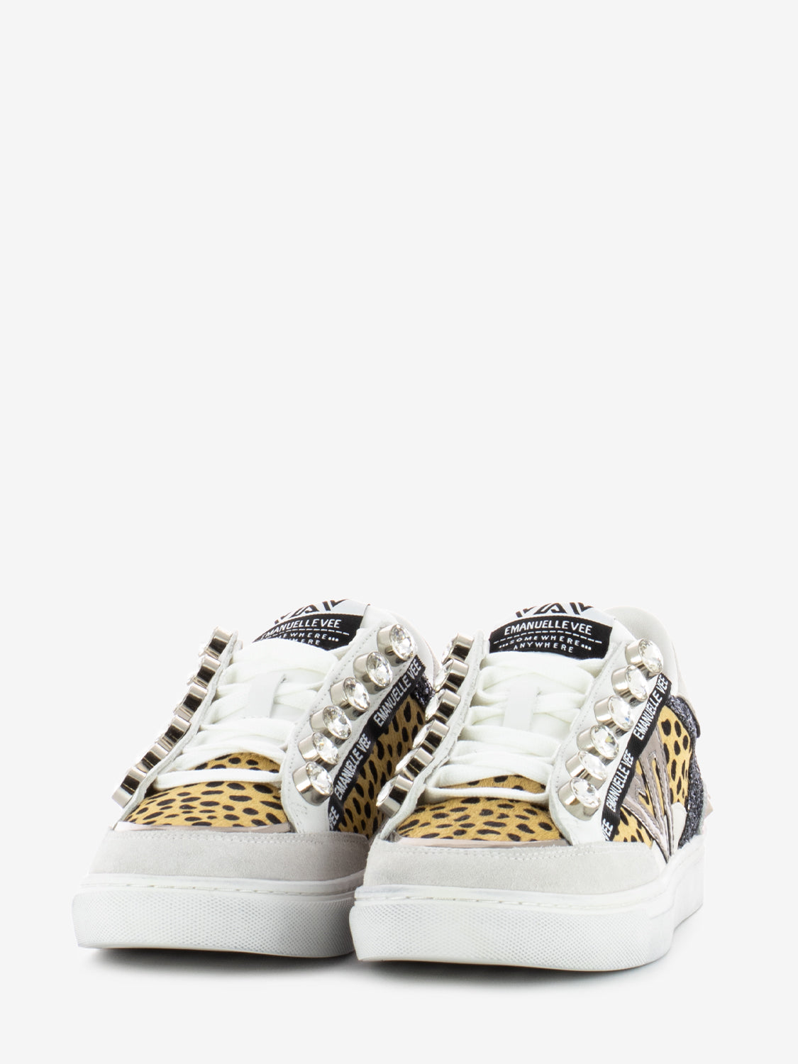 Sneakers Olivia animalier strass beige