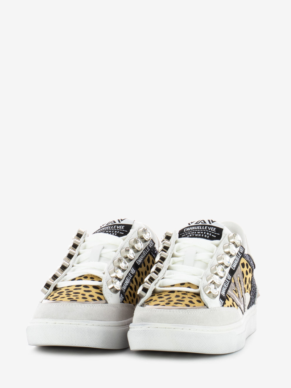 Sneakers Olivia animalier strass beige