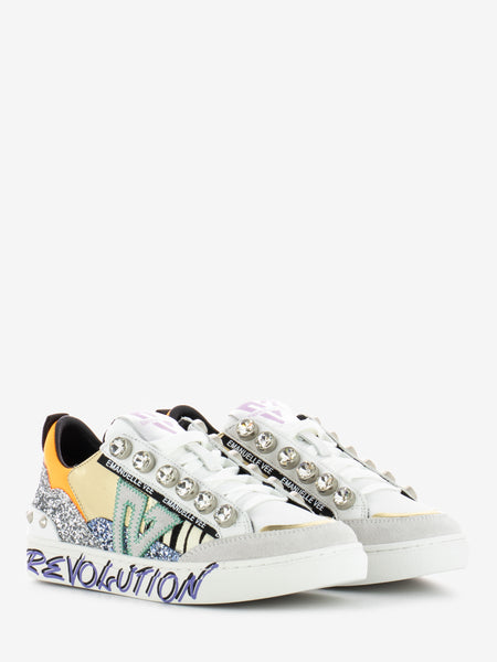 Sneakers Olivia animalier strass white / gold