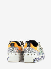EMANUELLE VEE - Sneakers Olivia animalier strass white / gold