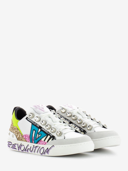 Sneakers Olivia strass animalier white / silver