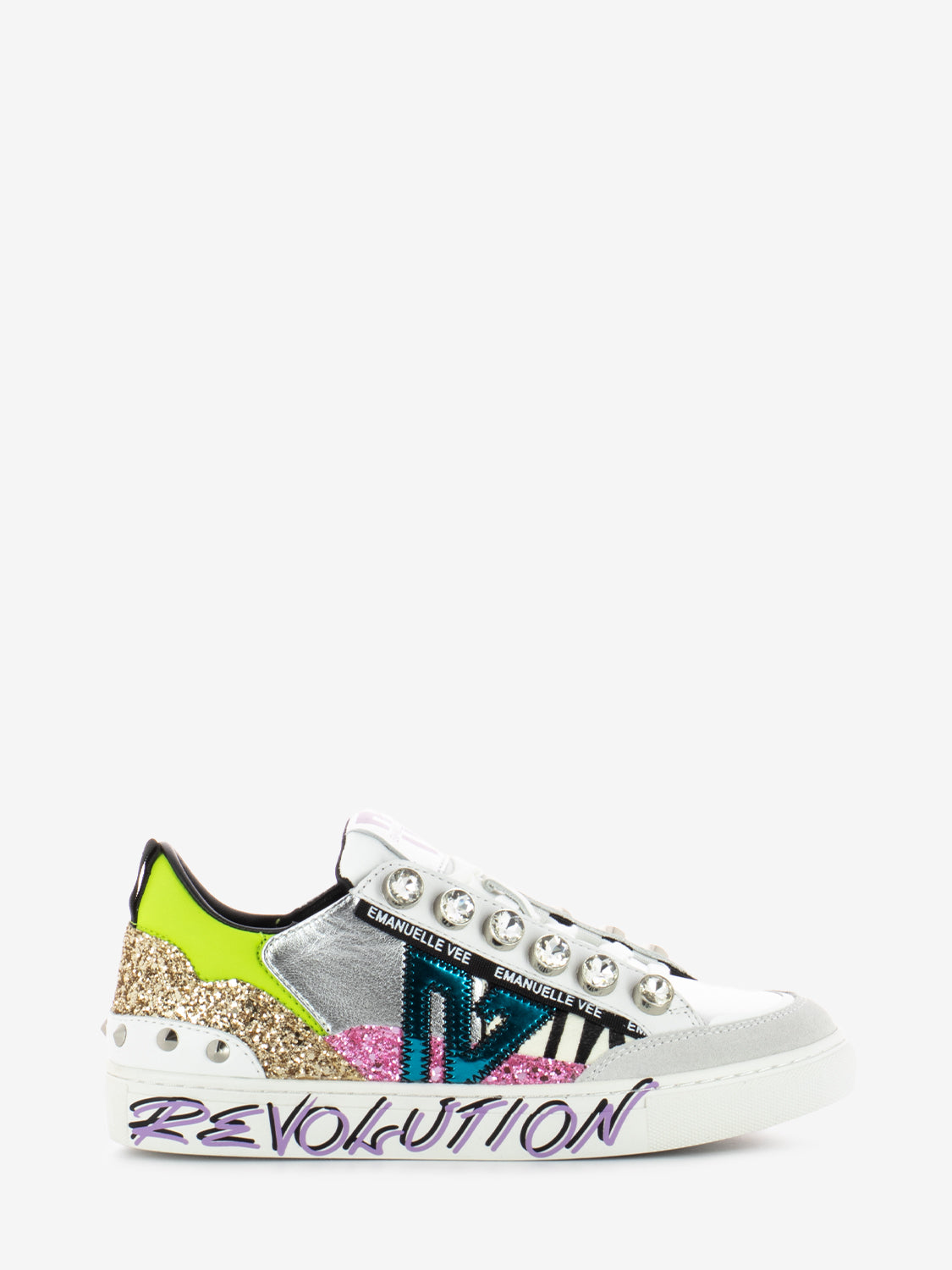Sneakers Olivia strass animalier white / silver