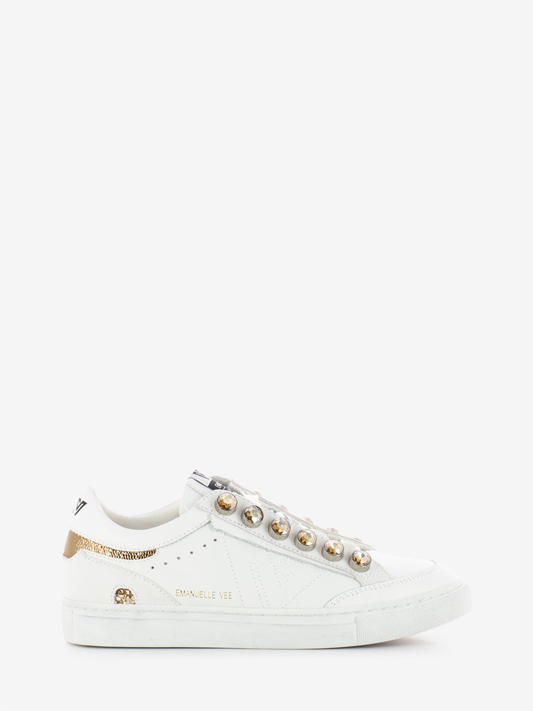 EMANUELLE VEE - Sneakers Olivia strass white / gold