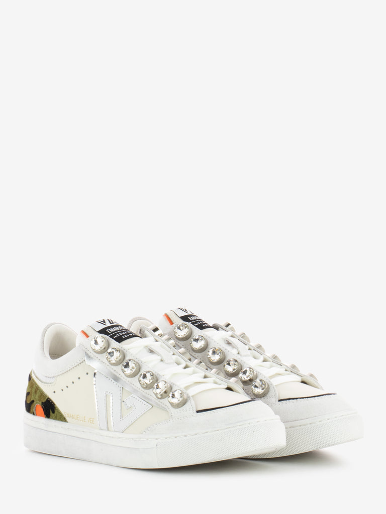 EMANUELLE VEE - Sneaker Olivia strass white / green