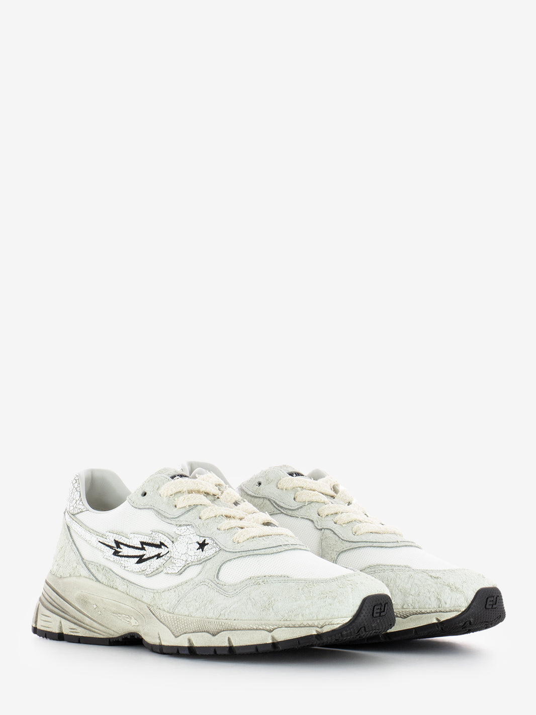 Run Rocket 1 cow suede white sneakers