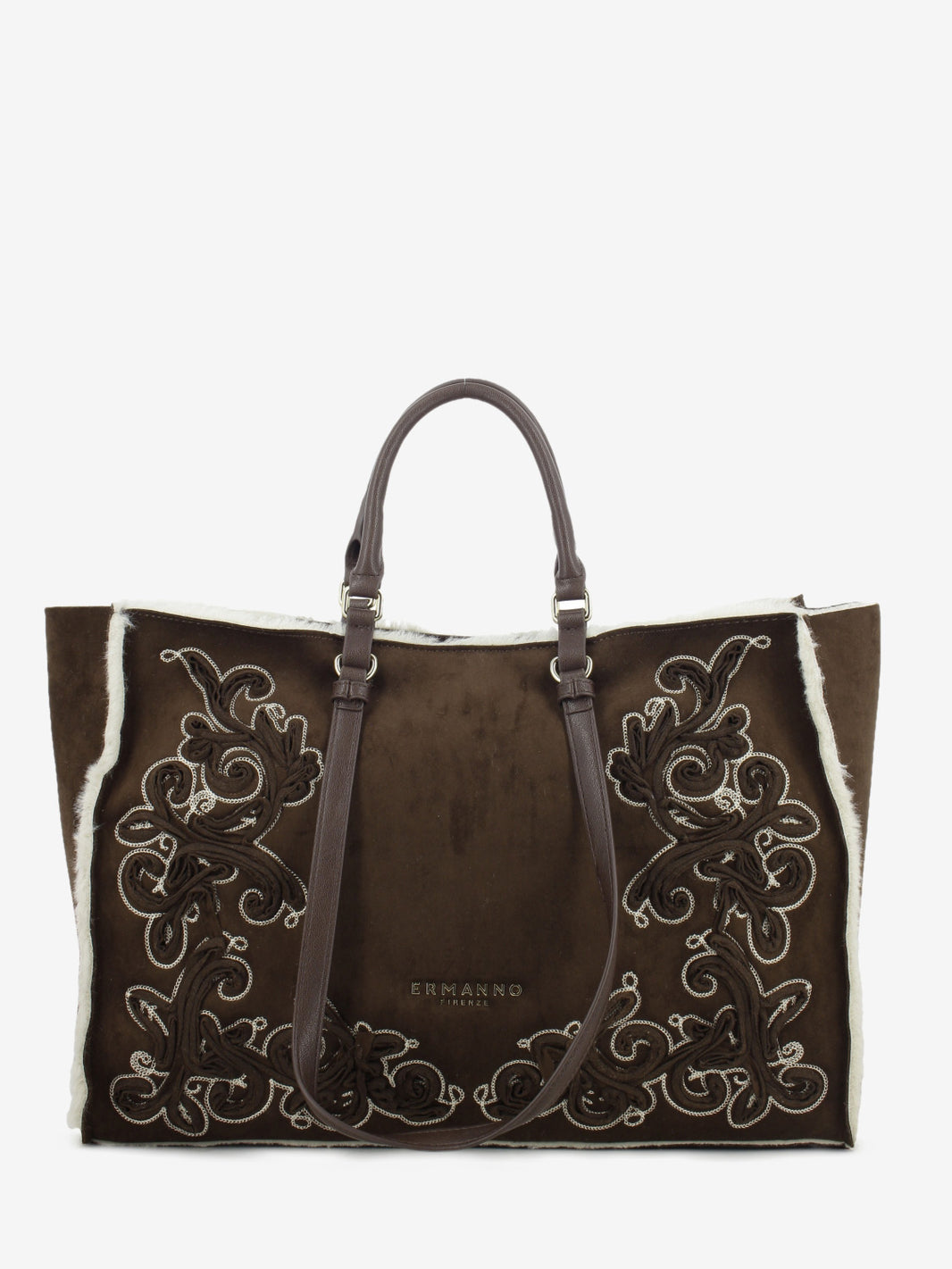 Large tote Barbara shearling dark brown