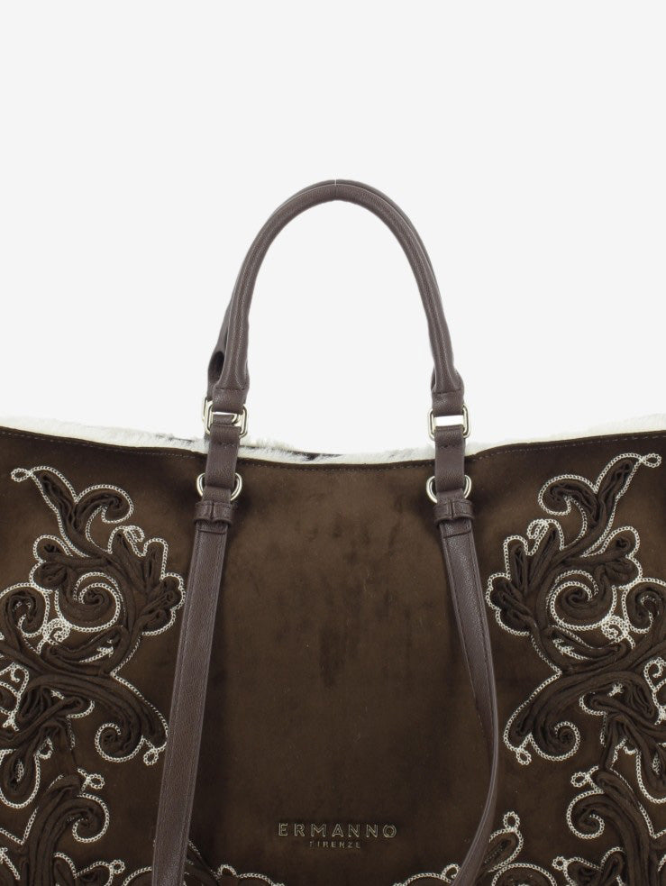 LARGE TOTE BARBARA SHEARLING DARK BROWN 12402297_2259