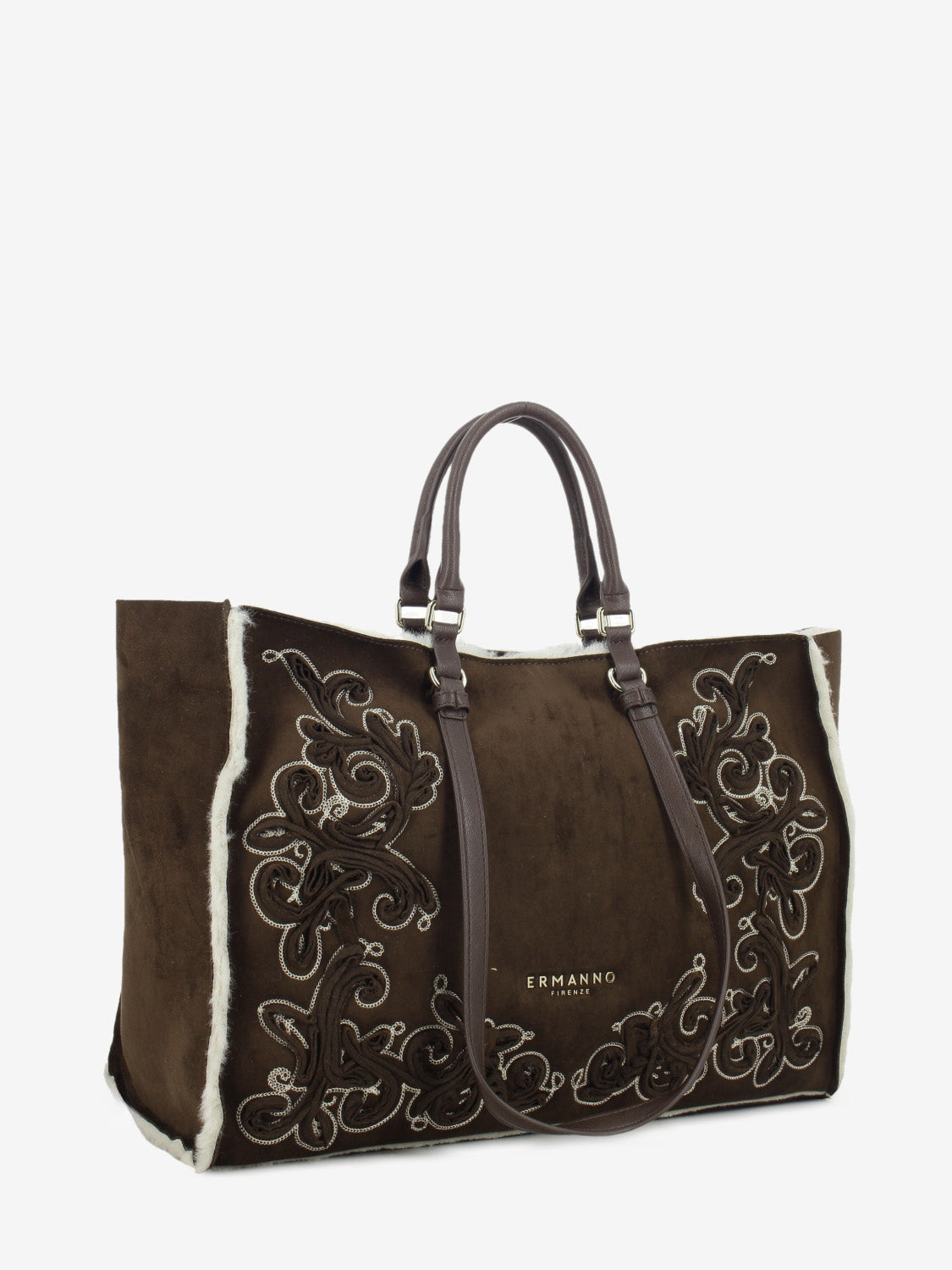 LARGE TOTE BARBARA SHEARLING DARK BROWN 12402297_2259
