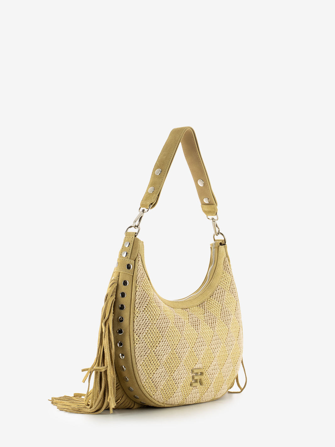 Large hobo Terra Straw fringes natural