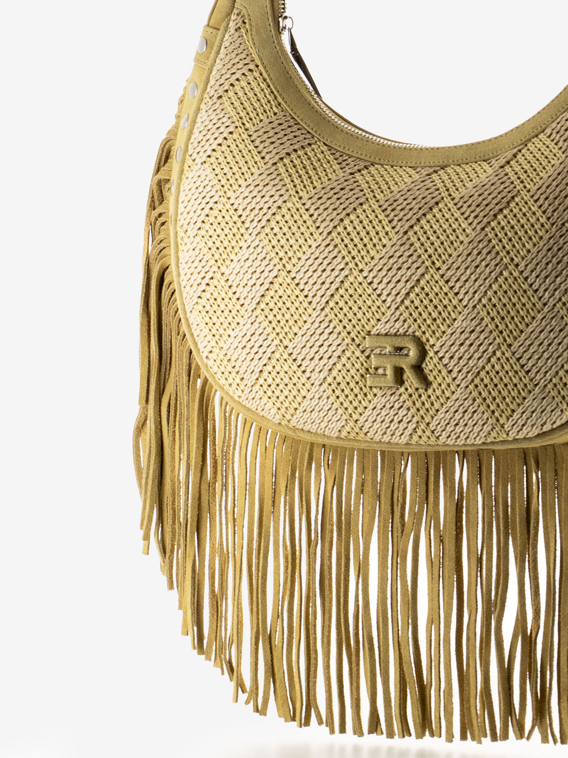 Large hobo Terra Straw fringes natural