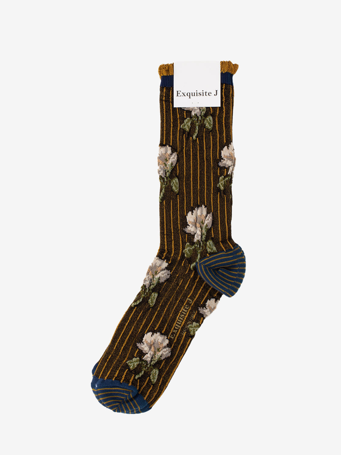 Brown Floral Pattern Medium Socks