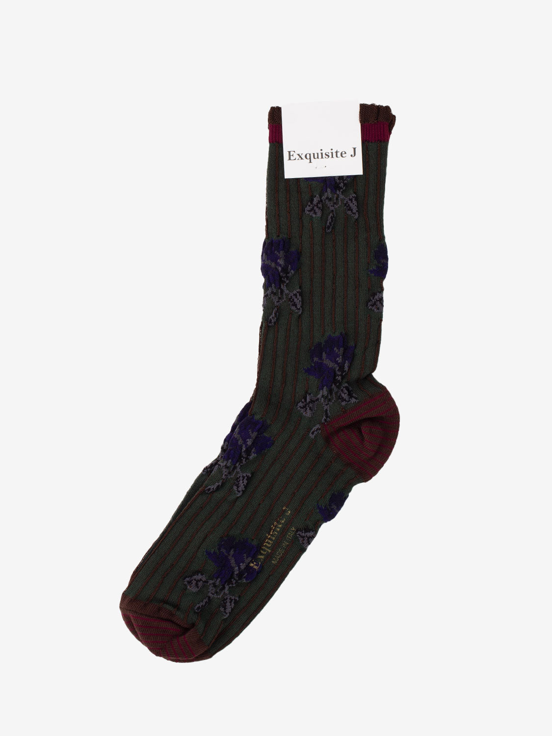 Green Floral Pattern Medium Socks
