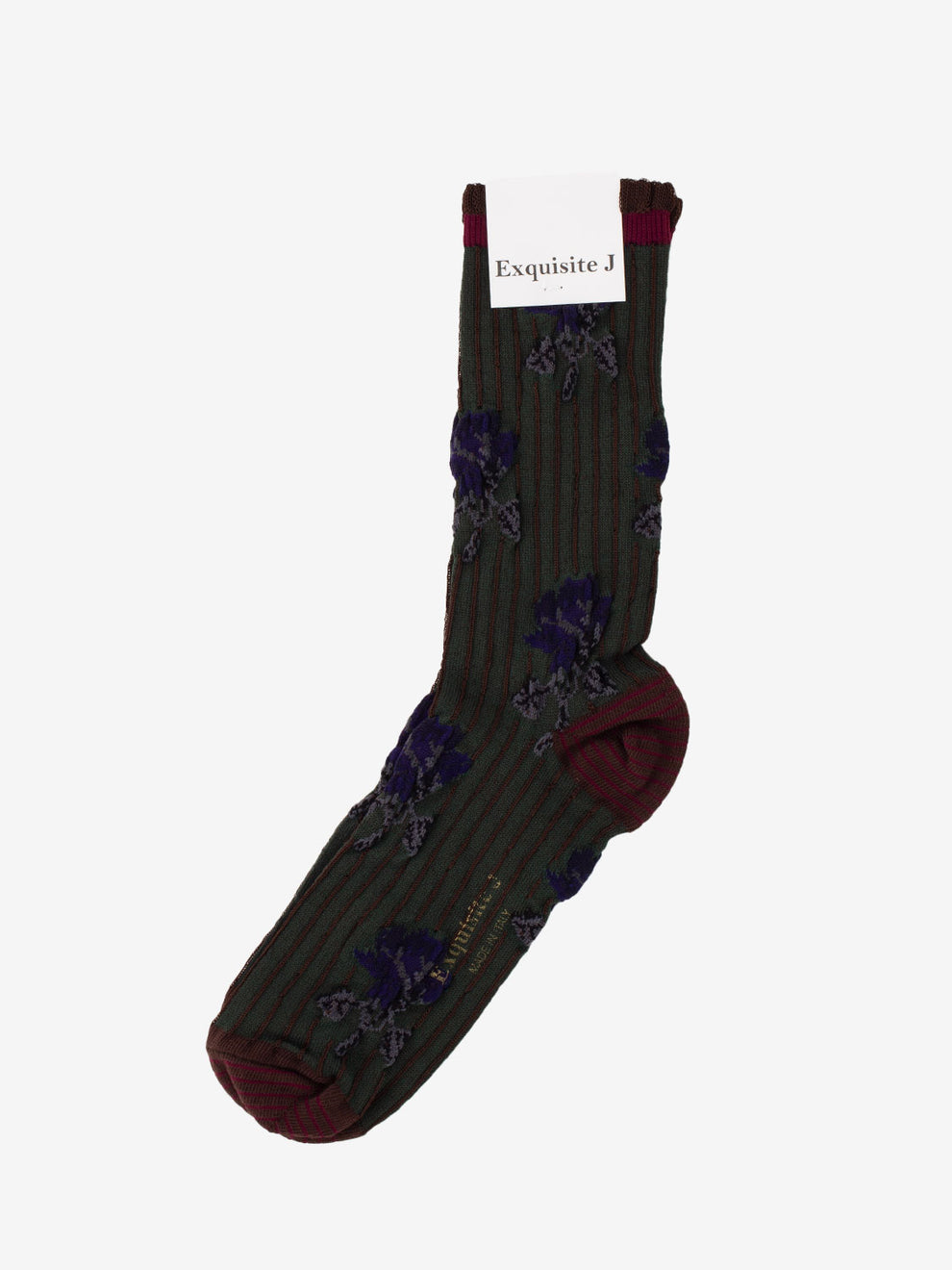 Green Floral Pattern Medium Socks