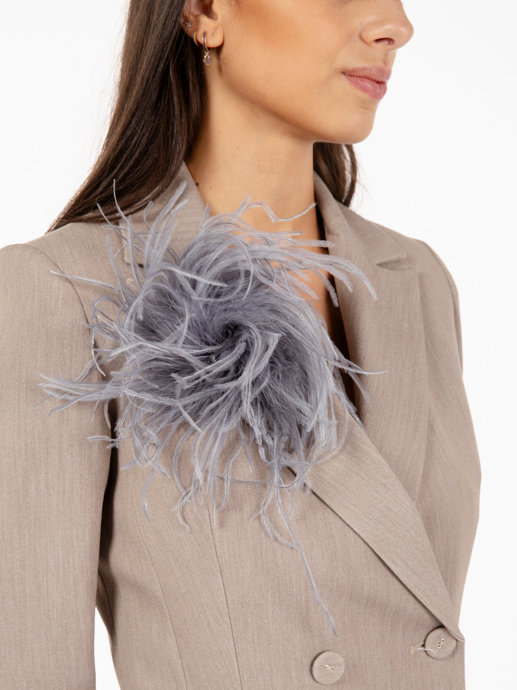 Gray Feather Brooch