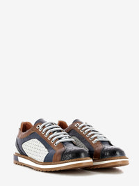 Blue / brown leather sneakers
